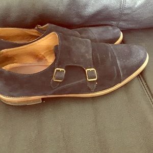 Blue, Suede Monkstrap shoes